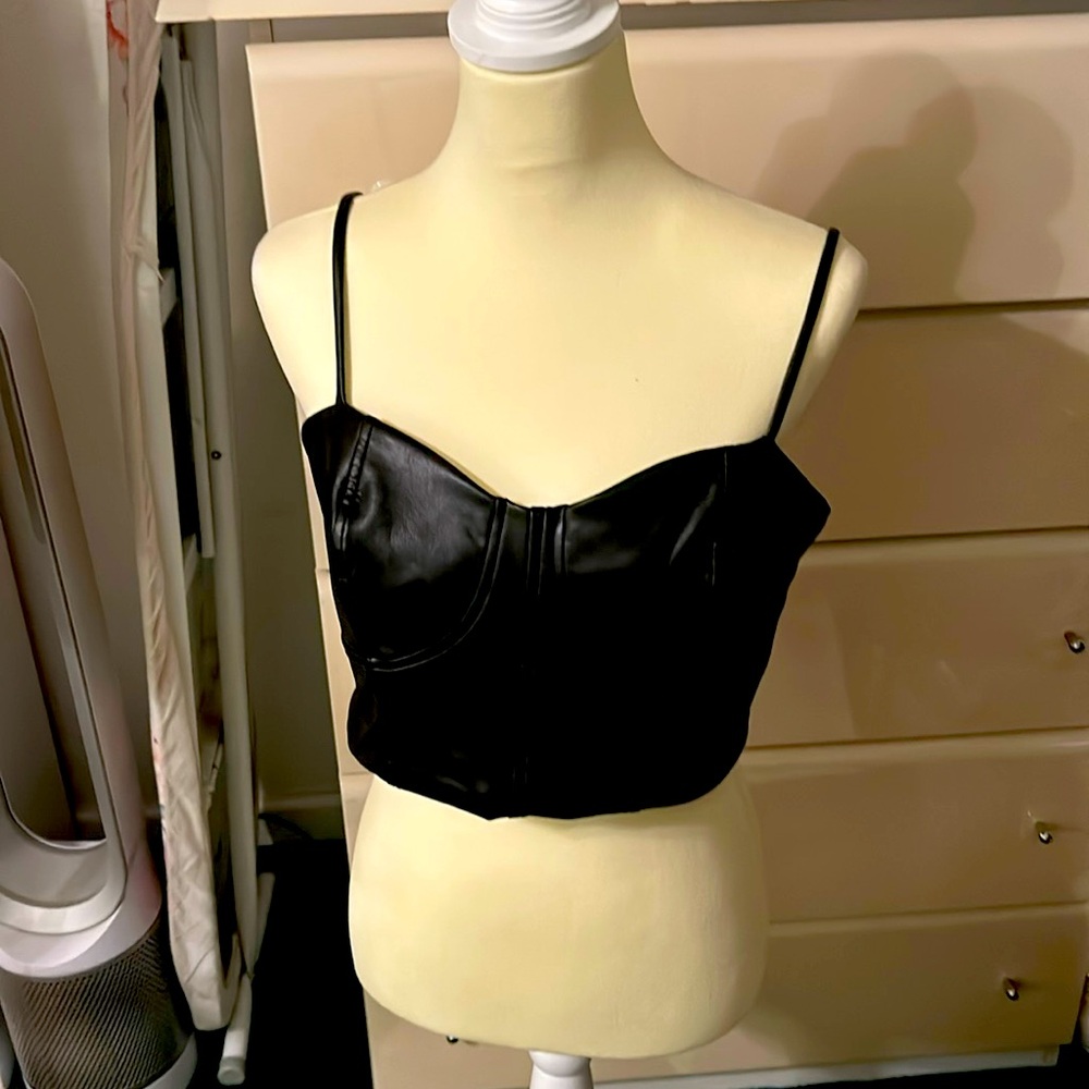 Size Large faux leather crop top … item is still on their website